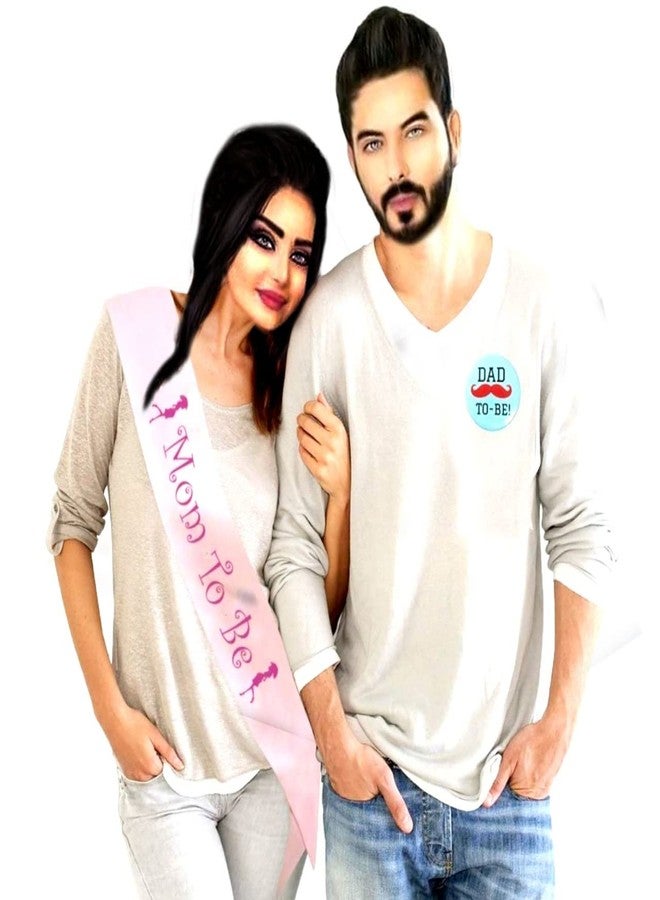 هونج كونج بالونز بالونات هونغ كونغ، وشاح وشارة زينة لحفل استقبال المولود - وشاح للأم المنتظرة وشارة للأب المنتظر، طقم زينة لحفل استقبال المولود كهدية. - Image 1